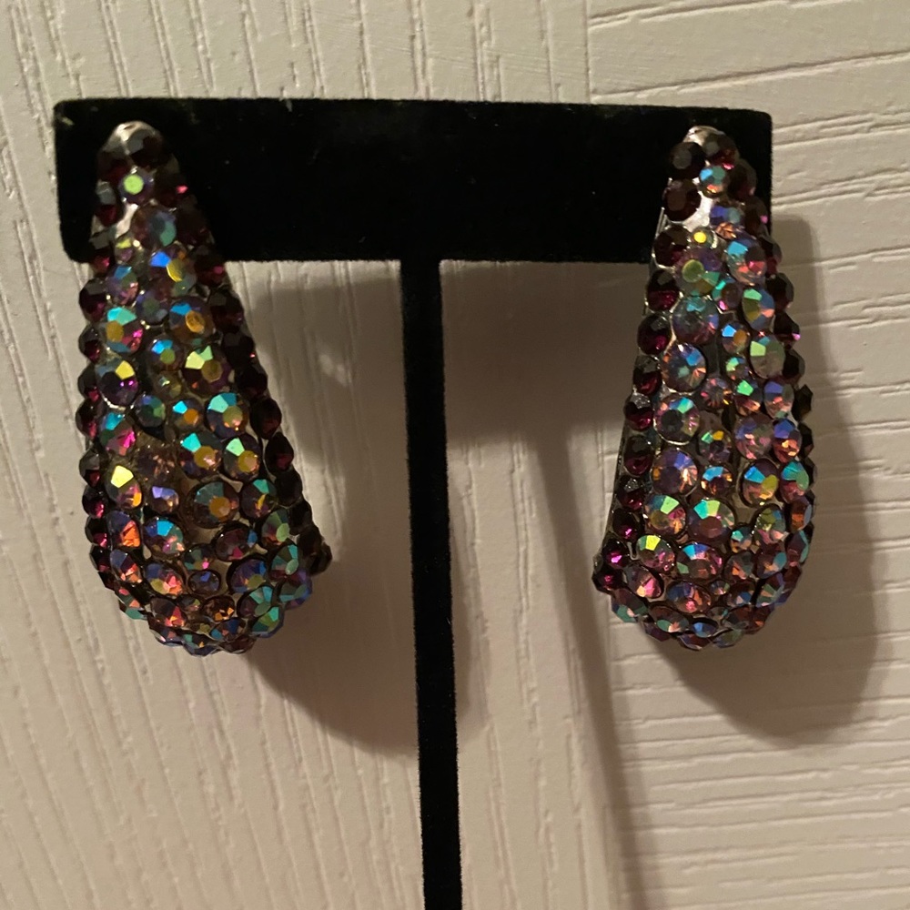 Purple and AB stone earrings